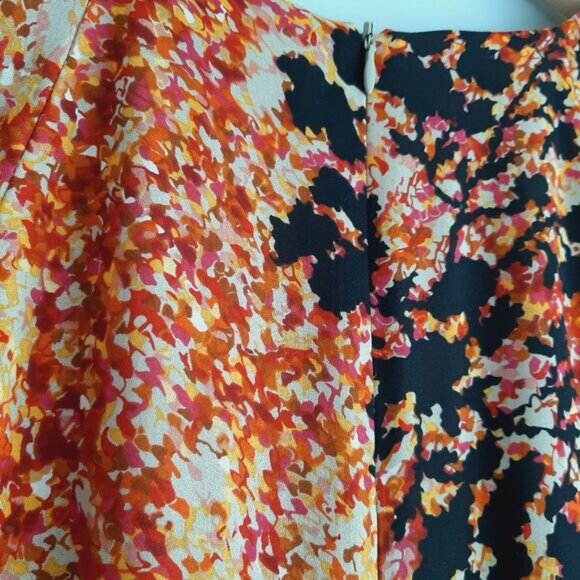 KENZIE Pretty / 100% Silk Flowy V-Neck Midi Knee Length Dress Abstract Floral M - Picture 13 of 15